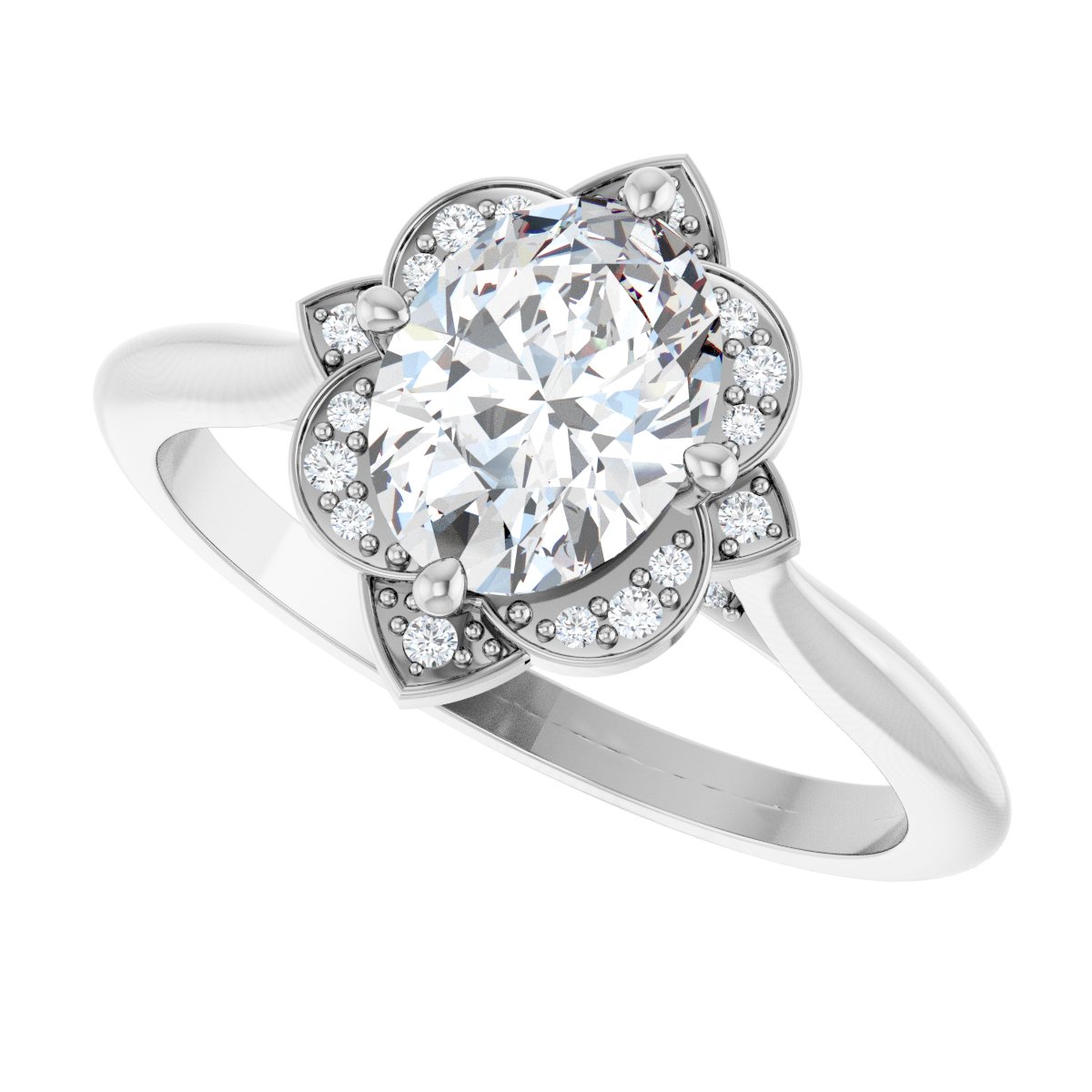 Oval Halo-Style Vintage-Inspired Engagement Ring Semi-Mount - gallery - Series 123505
