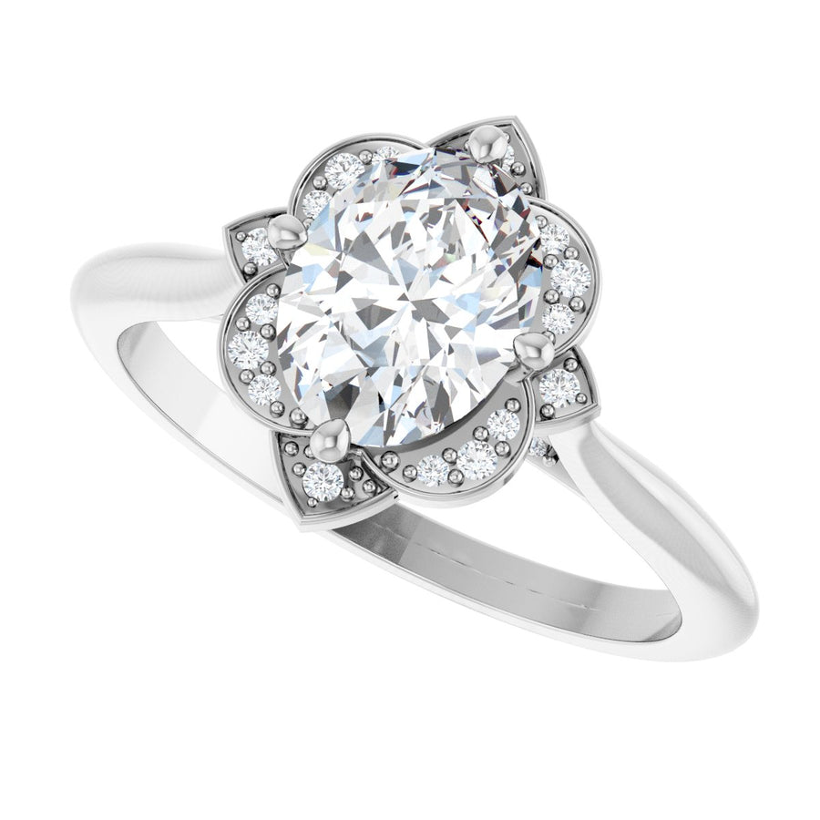 Oval Halo-Style Vintage-Inspired Engagement Ring Semi-Mount - gallery - Series 123505