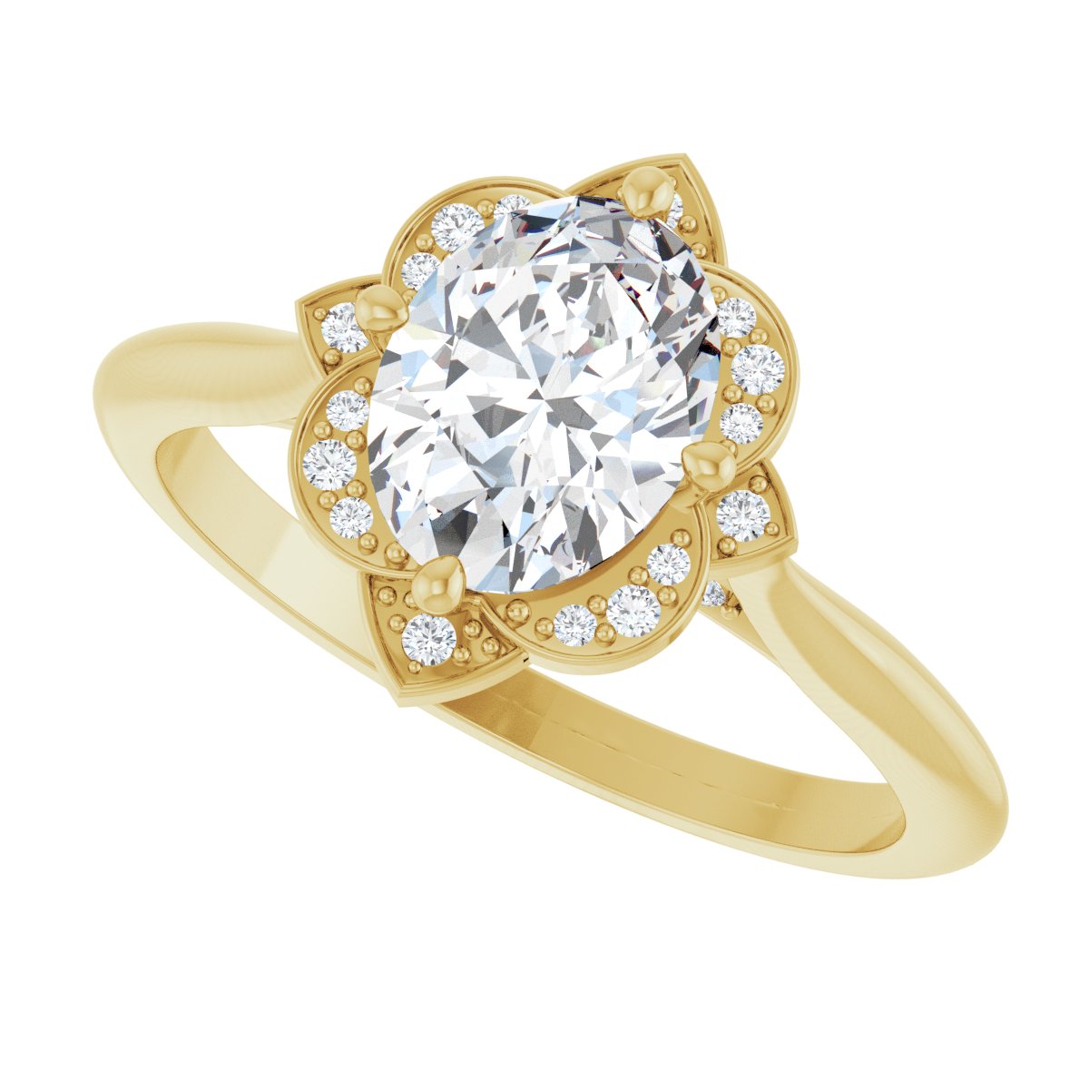 Oval Halo-Style Vintage-Inspired Engagement Ring Semi-Mount - gallery - Series 123505