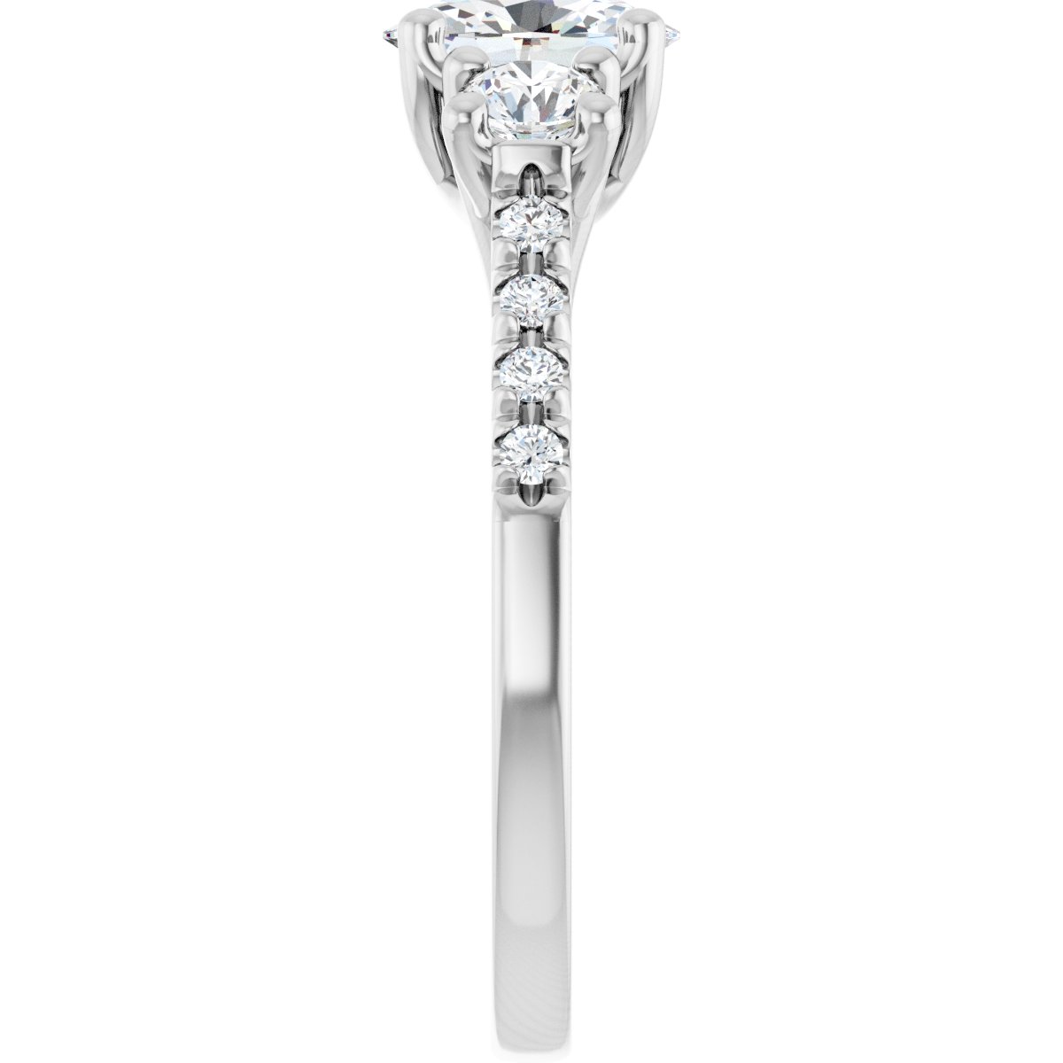 Oval Three-Stone Engagement Ring Semi-Mount - gallery - Series 123951
