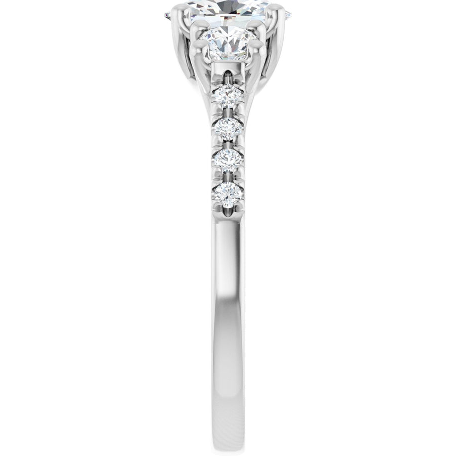Oval Three-Stone Engagement Ring Semi-Mount - gallery - Series 123951