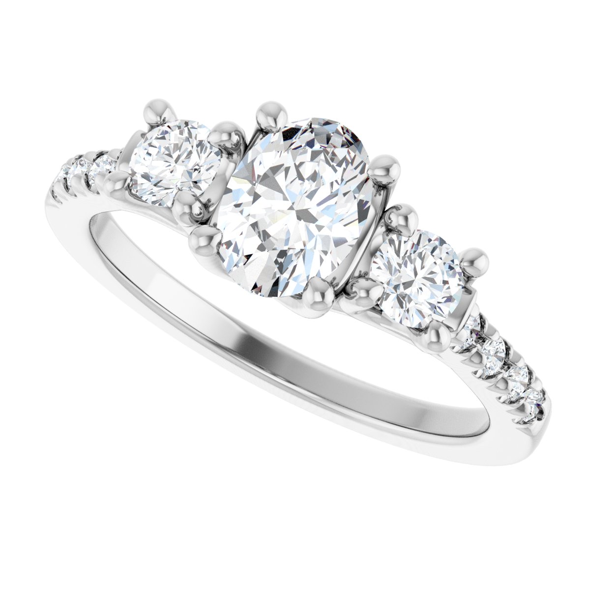 Oval Three-Stone Engagement Ring Semi-Mount - gallery - Series 123951