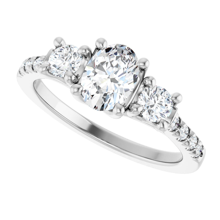 Oval Three-Stone Engagement Ring Semi-Mount - gallery - Series 123951