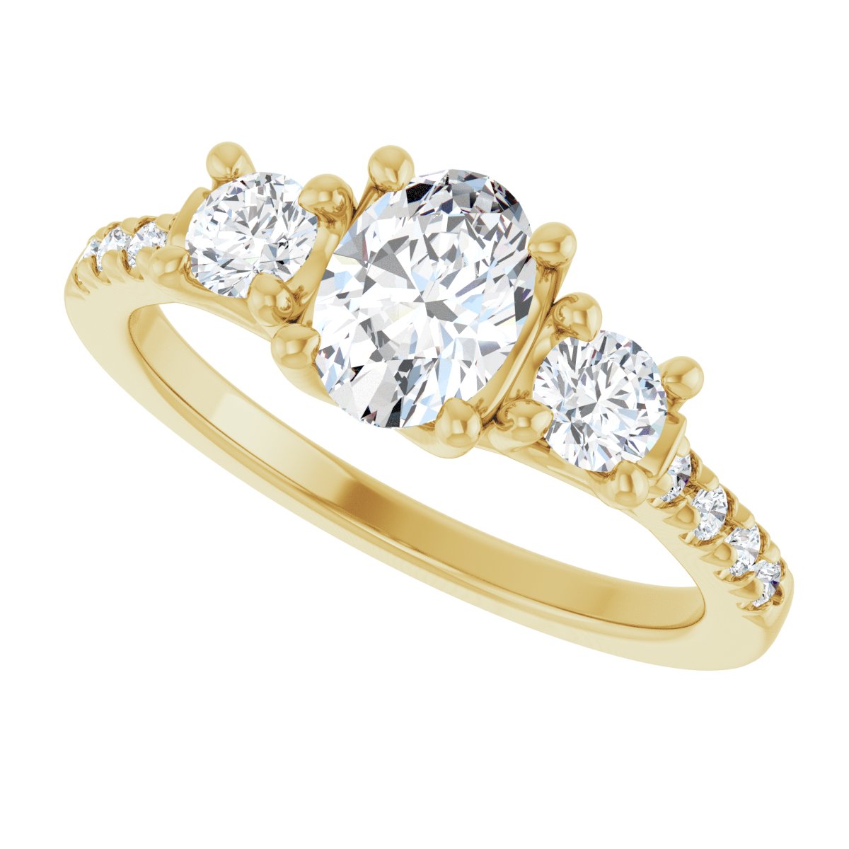 Oval Three-Stone Engagement Ring Semi-Mount - gallery - Series 123951