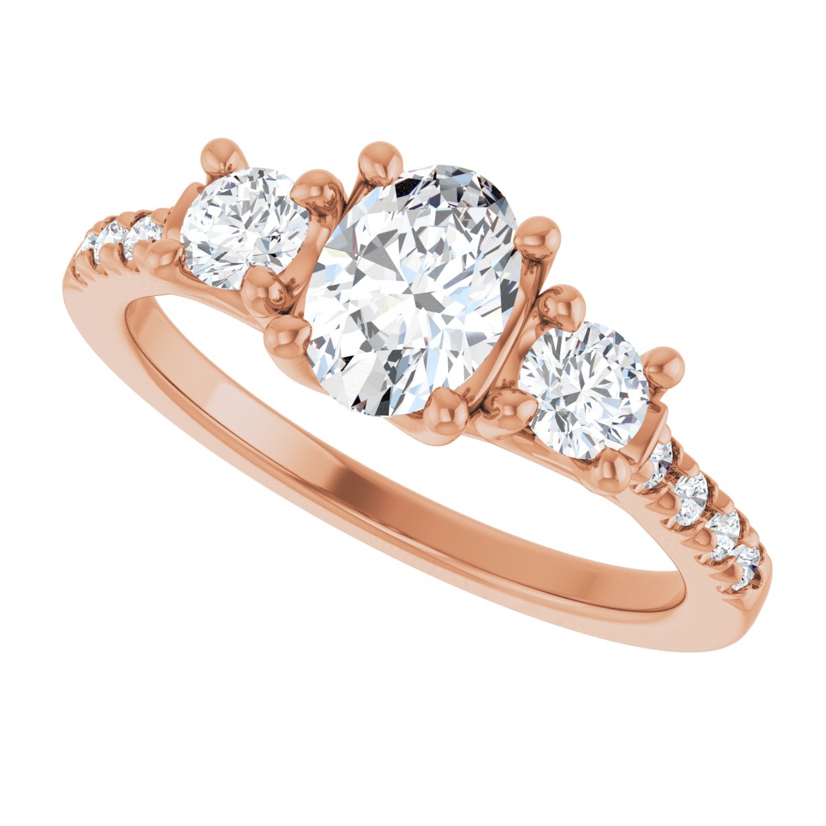 Oval Three-Stone Engagement Ring Semi-Mount - gallery - Series 123951
