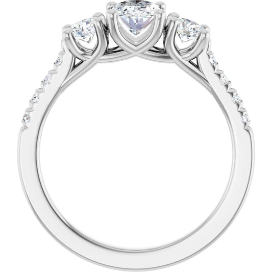 Oval Three-Stone Engagement Ring Semi-Mount - gallery - Series 123951
