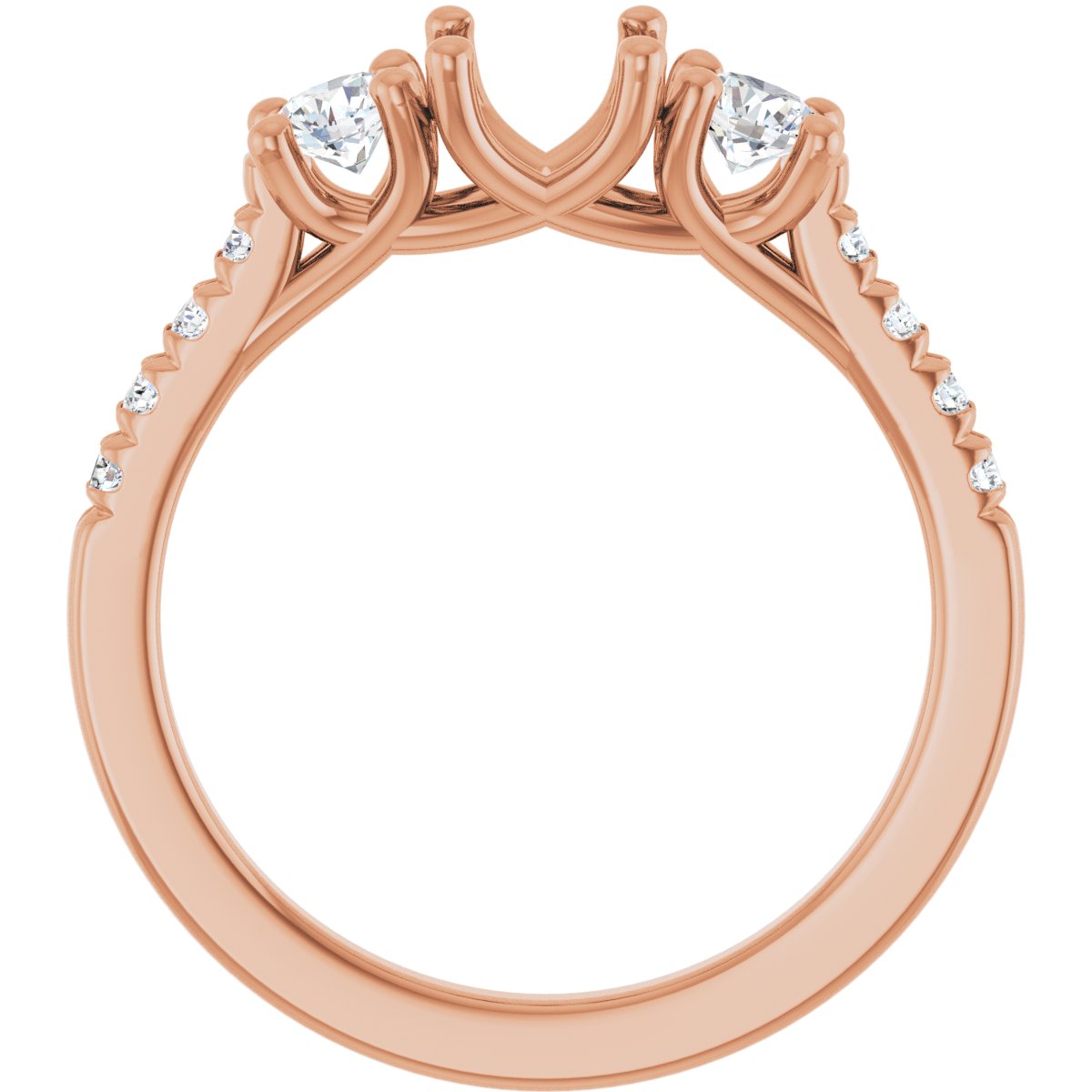Oval Three-Stone Engagement Ring Semi-Mount - gallery - Series 123951