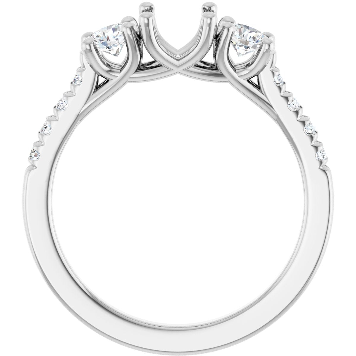 Oval Three-Stone Engagement Ring Semi-Mount - gallery - Series 123951