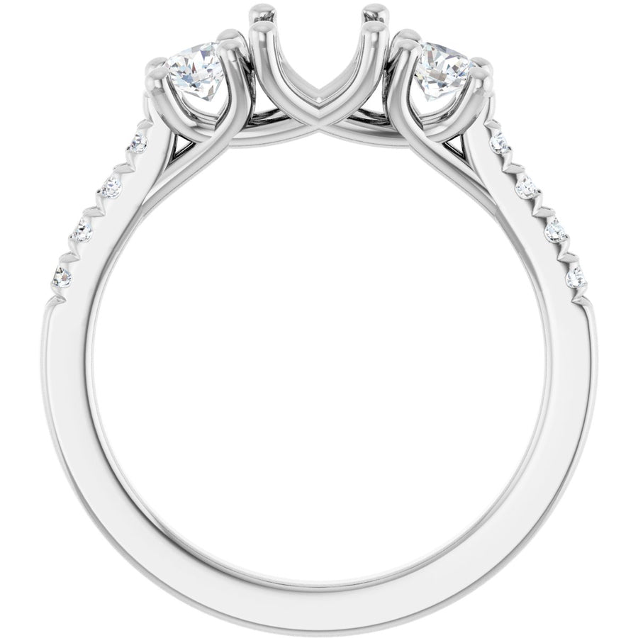 Oval Three-Stone Engagement Ring Semi-Mount - gallery - Series 123951
