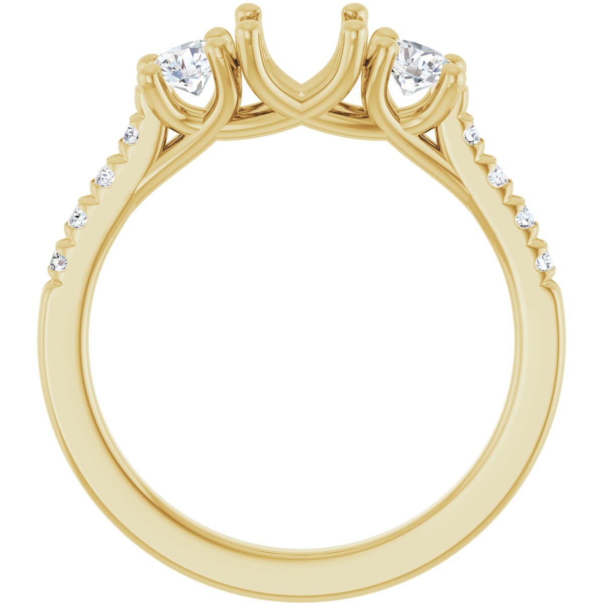 Oval Three-Stone Engagement Ring Semi-Mount - gallery - Series 123951