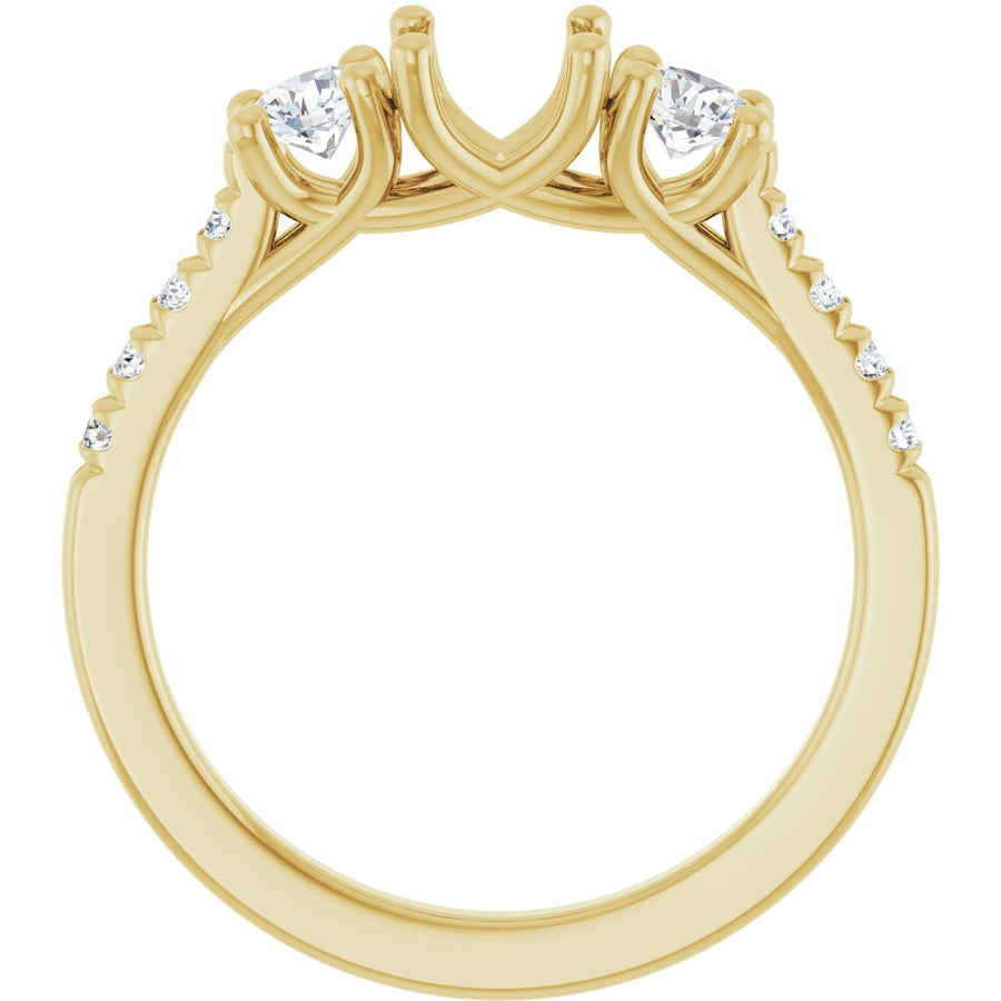 Oval Three-Stone Engagement Ring Semi-Mount - gallery - Series 123951