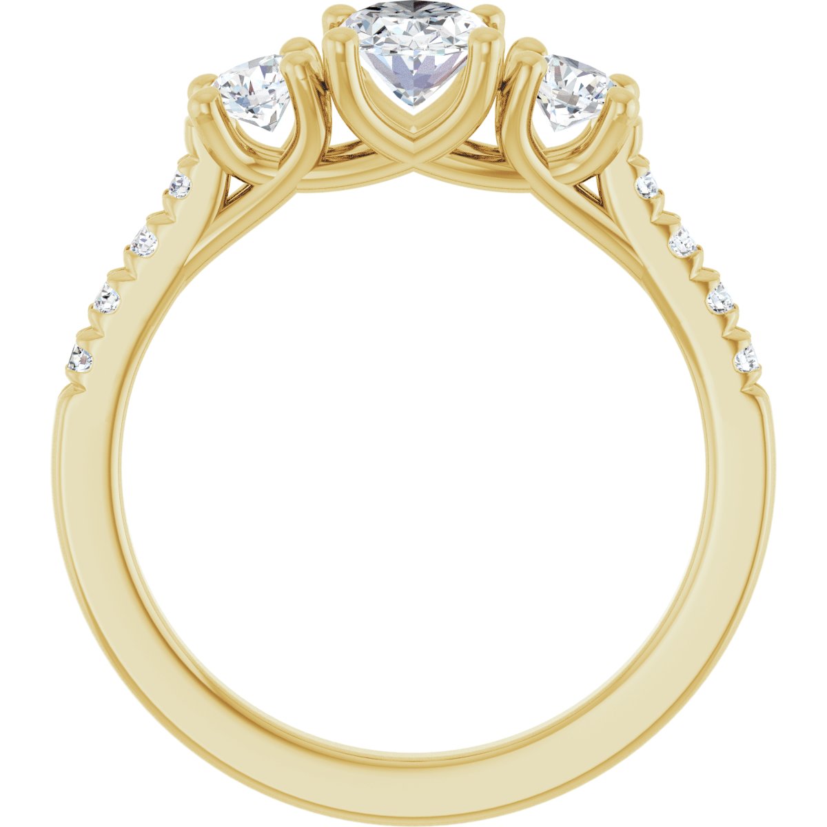 Oval Three-Stone Engagement Ring Semi-Mount - gallery - Series 123951