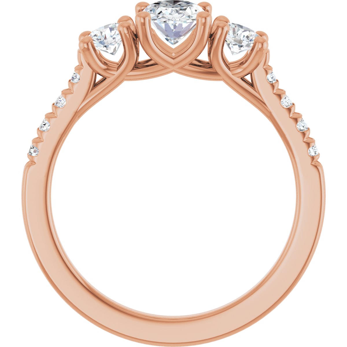 Oval Three-Stone Engagement Ring Semi-Mount - gallery - Series 123951
