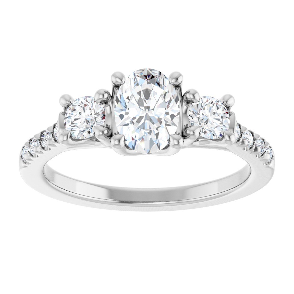 Oval Three-Stone Engagement Ring Semi-Mount - gallery - Series 123951