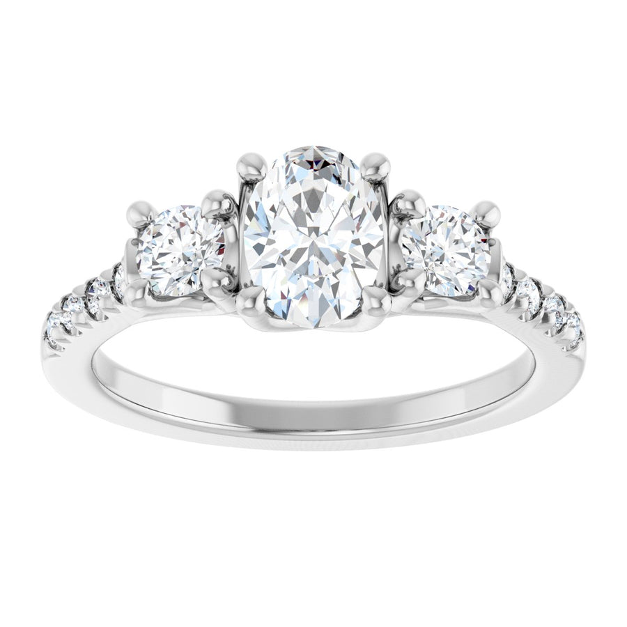 Oval Three-Stone Engagement Ring Semi-Mount - gallery - Series 123951