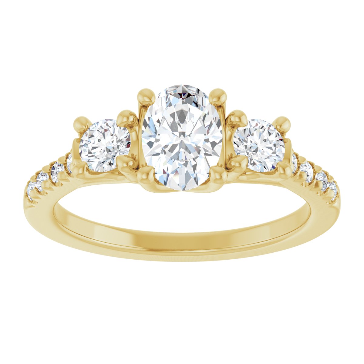 Oval Three-Stone Engagement Ring Semi-Mount - gallery - Series 123951