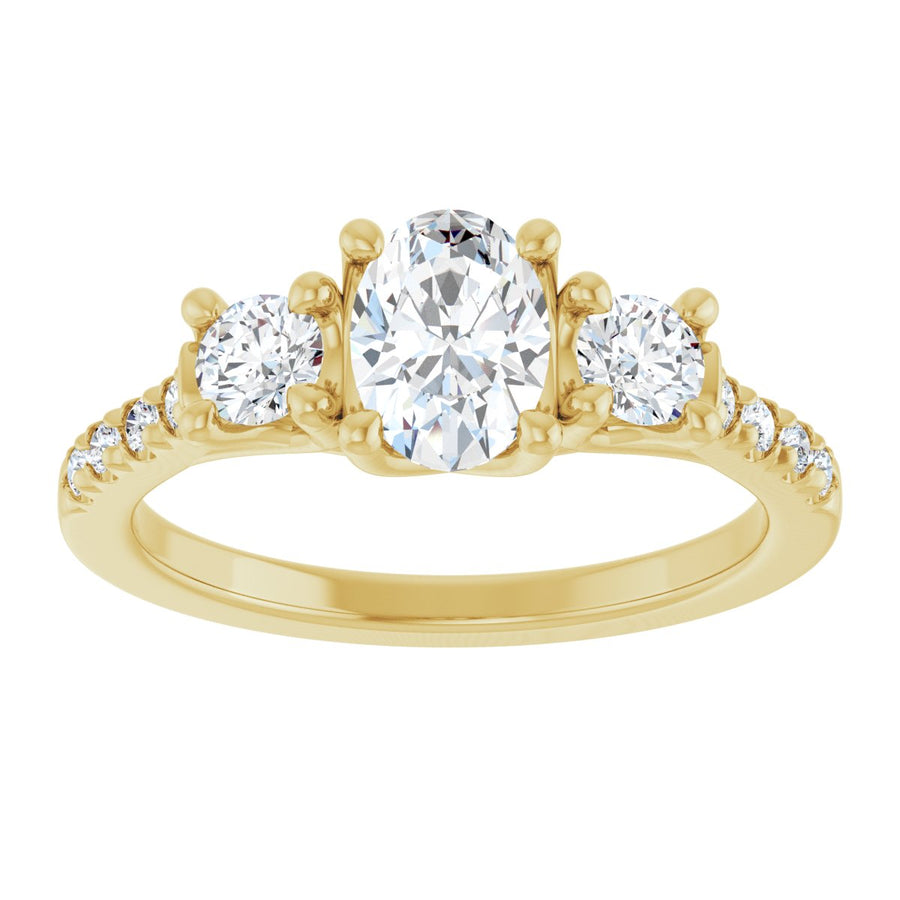 Oval Three-Stone Engagement Ring Semi-Mount - gallery - Series 123951