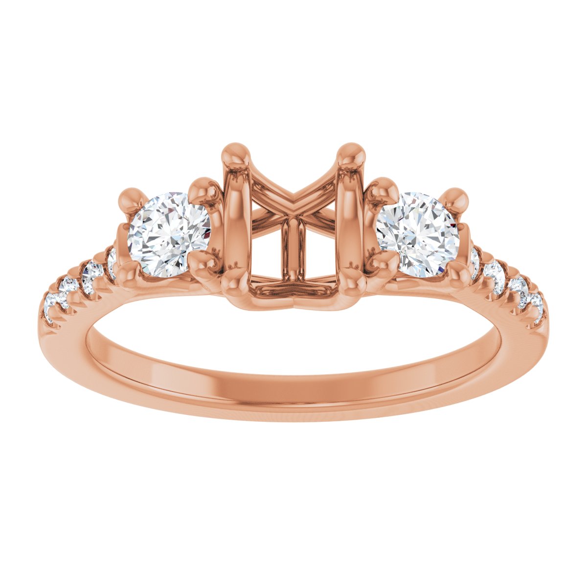 Oval Three-Stone Engagement Ring Semi-Mount - gallery - Series 123951