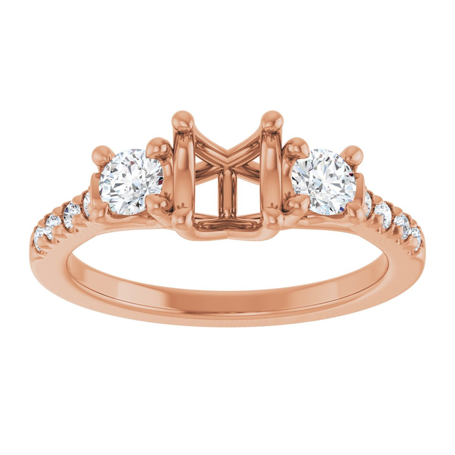 Oval Three-Stone Engagement Ring Semi-Mount - gallery - Series 123951