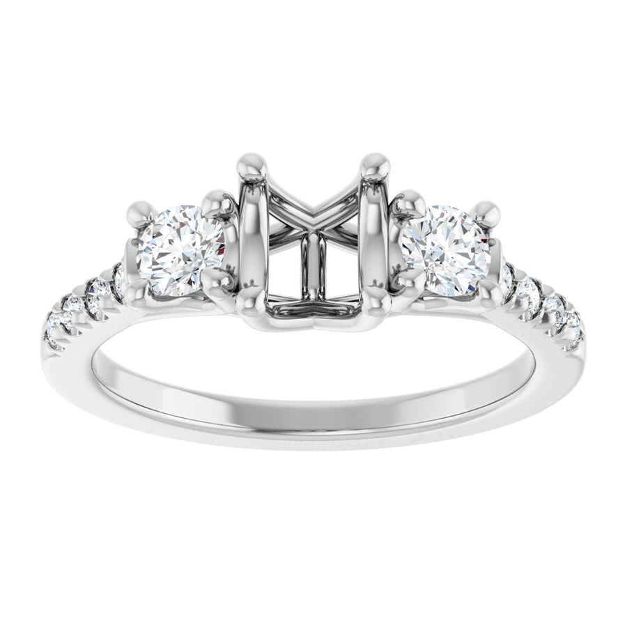 Oval Three-Stone Engagement Ring Semi-Mount - gallery - Series 123951