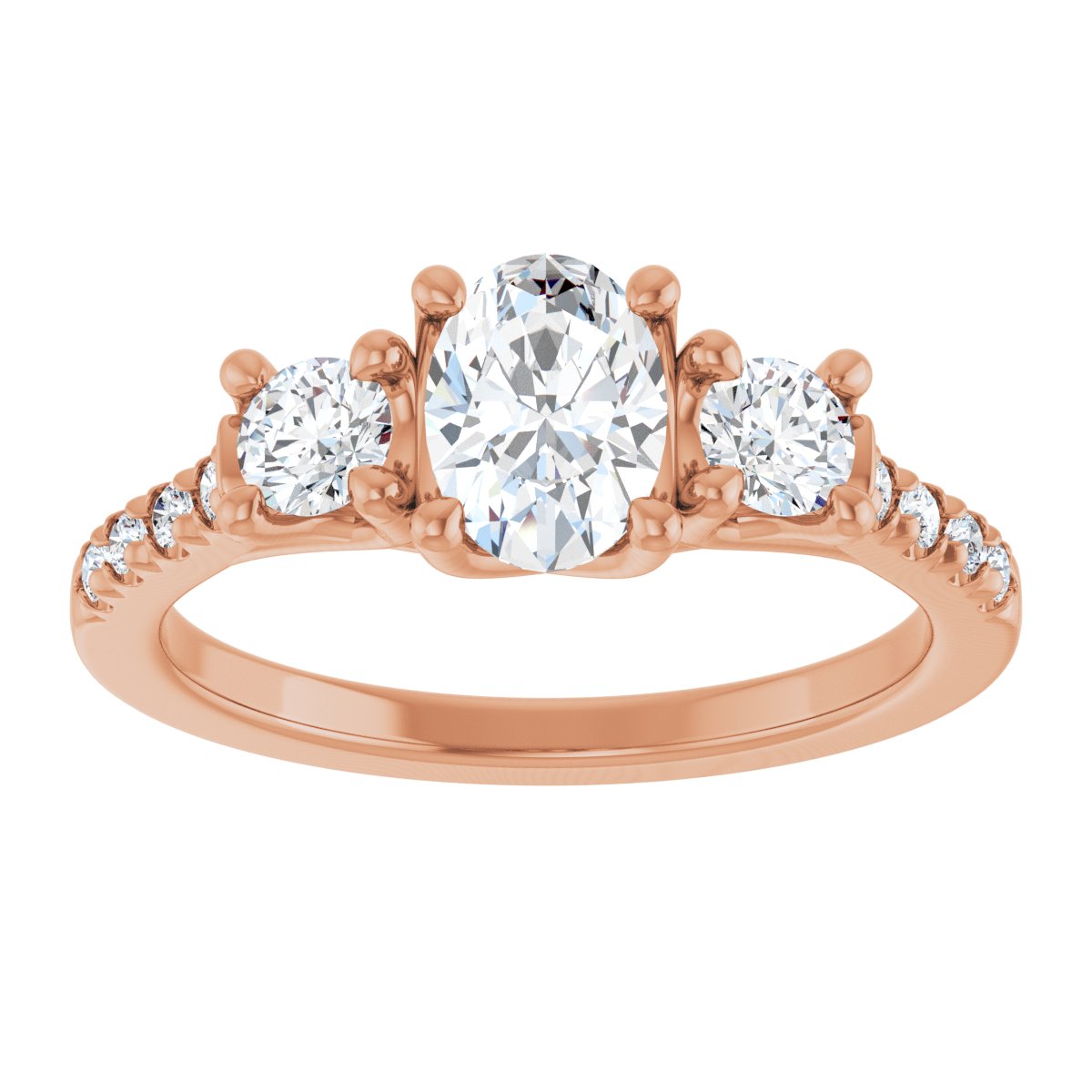Oval Three-Stone Engagement Ring Semi-Mount - gallery - Series 123951