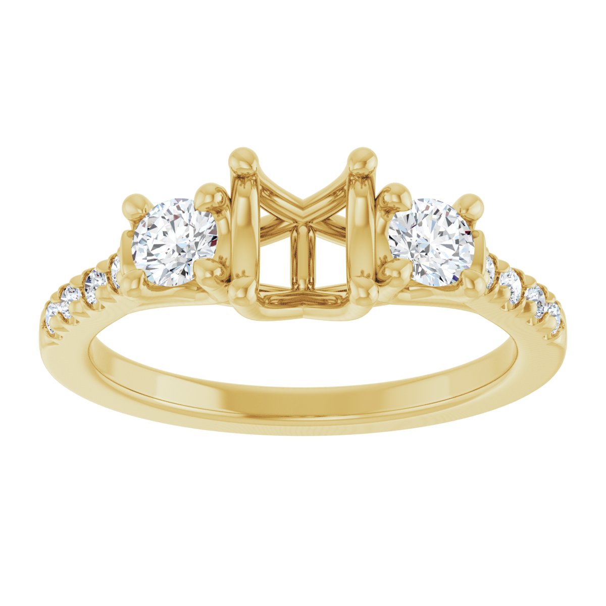 Oval Three-Stone Engagement Ring Semi-Mount - gallery - Series 123951