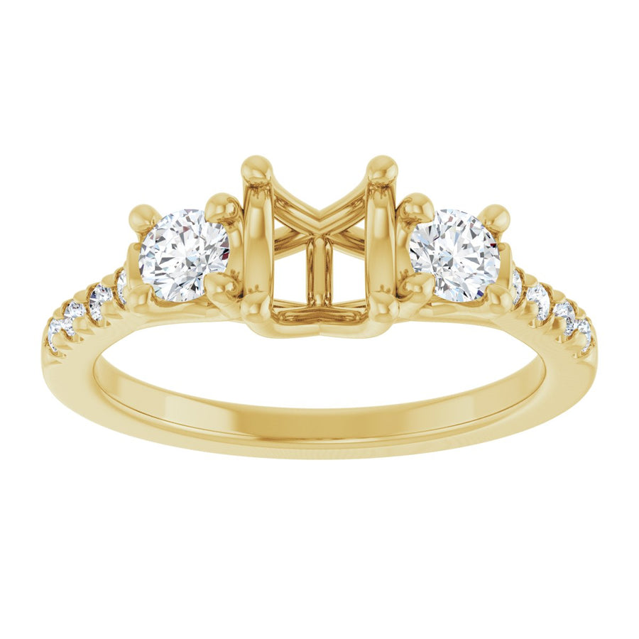 Oval Three-Stone Engagement Ring Semi-Mount - gallery - Series 123951