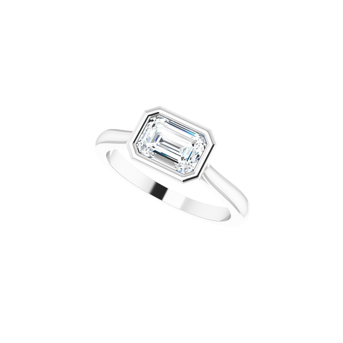 Emerald Bezel-Set Hidden Halo-Style Engagement Ring Semi-Mount - gallery - Series 123979