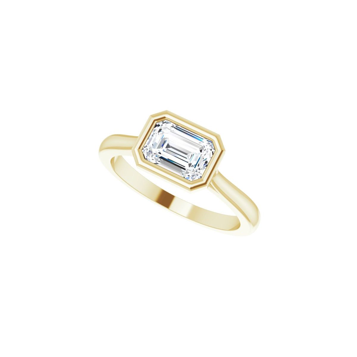 Emerald Bezel-Set Hidden Halo-Style Engagement Ring Semi-Mount - gallery - Series 123979