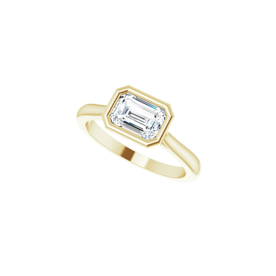 Emerald Bezel-Set Hidden Halo-Style Engagement Ring Semi-Mount - gallery - Series 123979