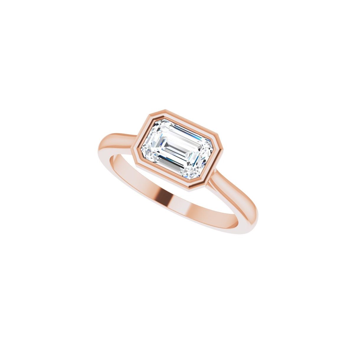 Emerald Bezel-Set Hidden Halo-Style Engagement Ring Semi-Mount - gallery - Series 123979
