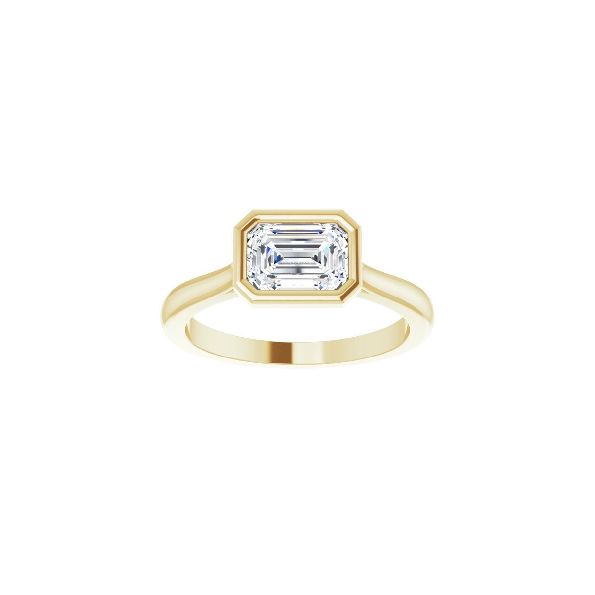 Emerald Bezel-Set Hidden Halo-Style Engagement Ring Semi-Mount - gallery - Series 123979