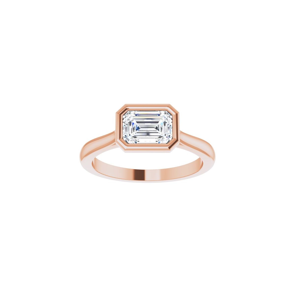Emerald Bezel-Set Hidden Halo-Style Engagement Ring Semi-Mount - gallery - Series 123979