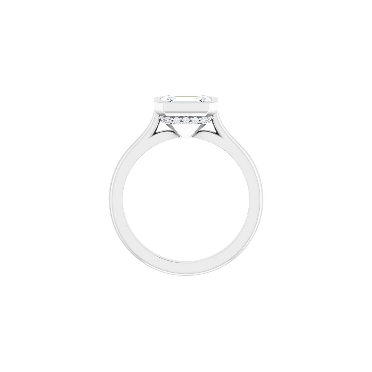 Emerald Bezel-Set Hidden Halo-Style Engagement Ring Semi-Mount - gallery - Series 123979