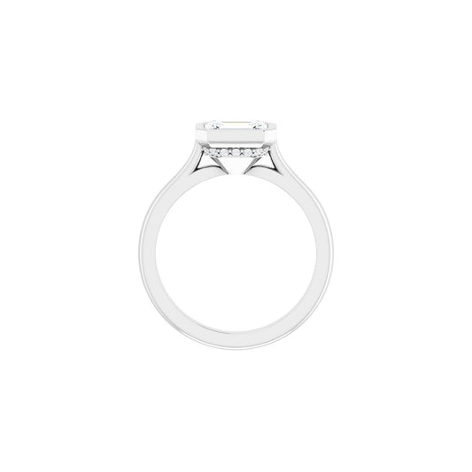 Emerald Bezel-Set Hidden Halo-Style Engagement Ring Semi-Mount - gallery - Series 123979
