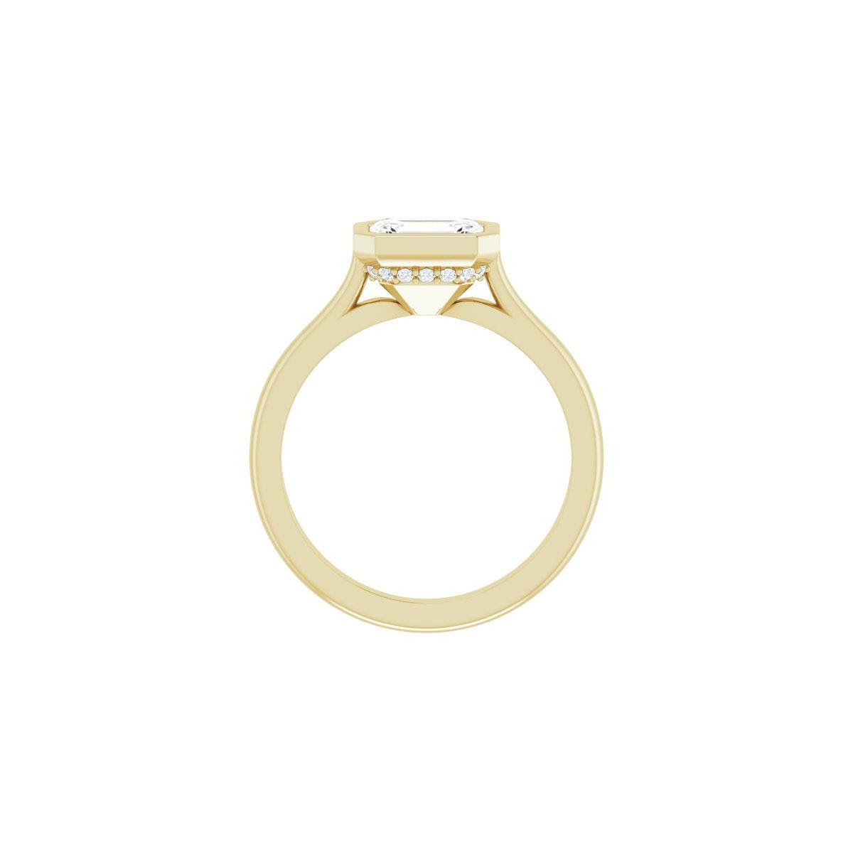 Emerald Bezel-Set Hidden Halo-Style Engagement Ring Semi-Mount - gallery - Series 123979