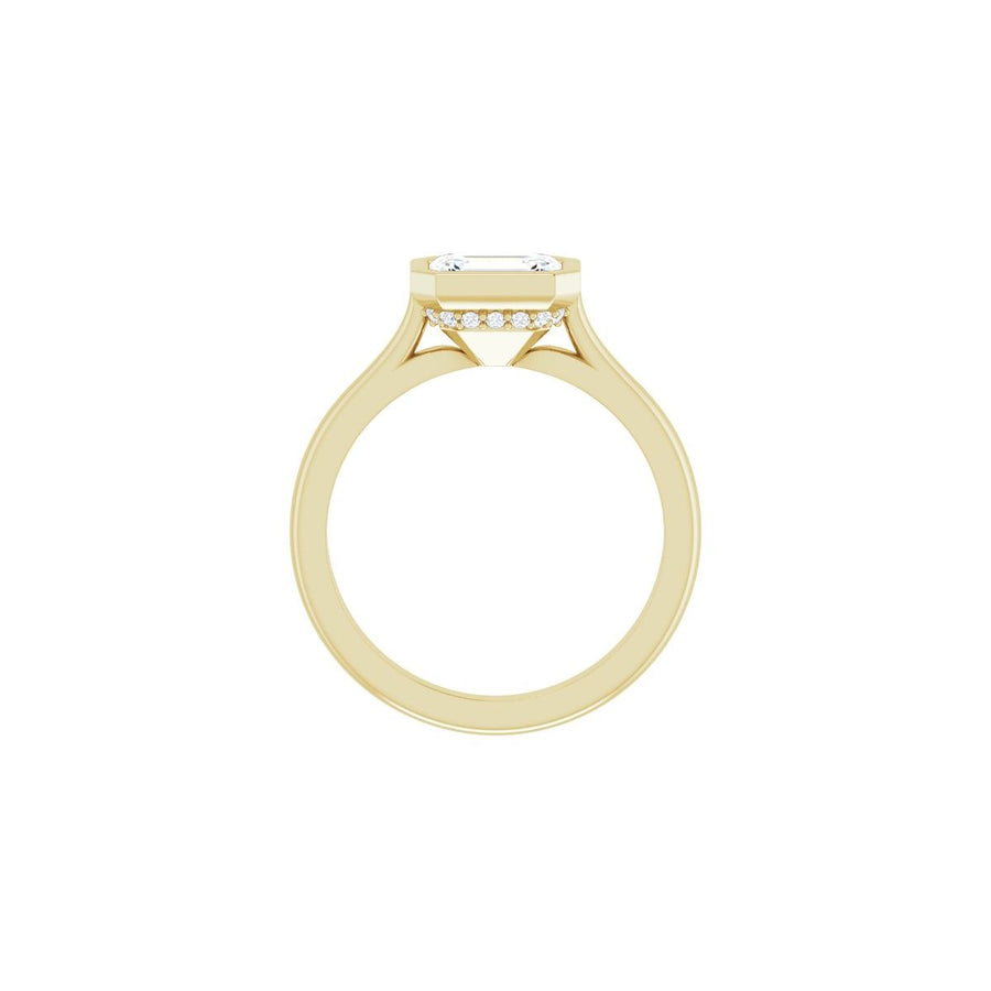 Emerald Bezel-Set Hidden Halo-Style Engagement Ring Semi-Mount - gallery - Series 123979