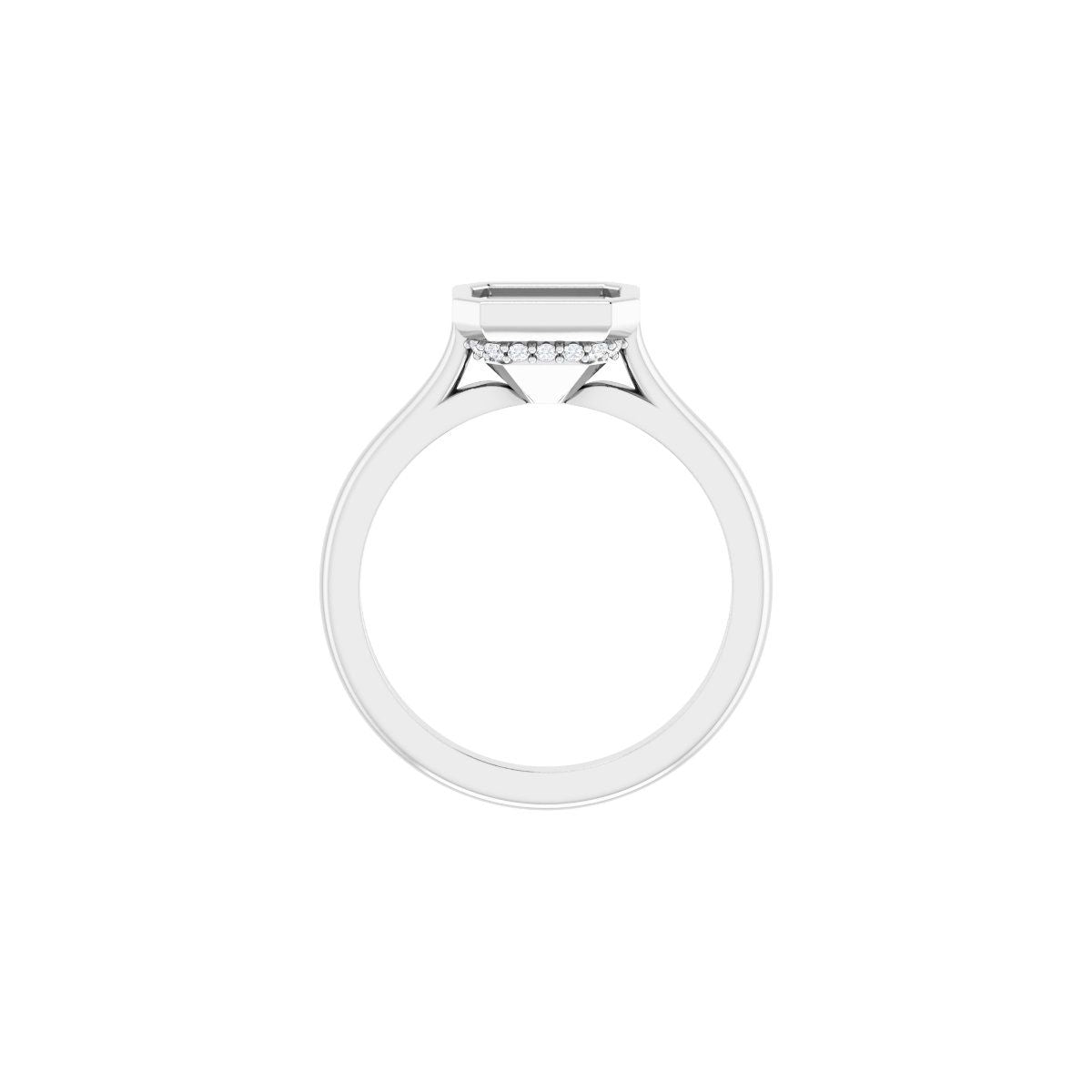 Emerald Bezel-Set Hidden Halo-Style Engagement Ring Semi-Mount - gallery - Series 123979