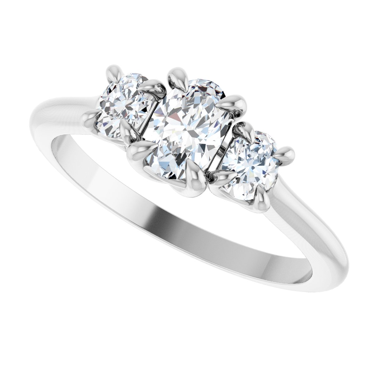 Oval Three-Stone Engagement Ring Semi-Mount - gallery - Series 123901