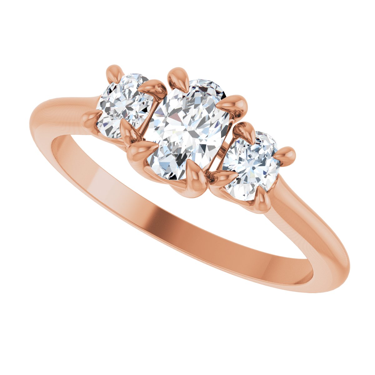 Oval Three-Stone Engagement Ring Semi-Mount - gallery - Series 123901