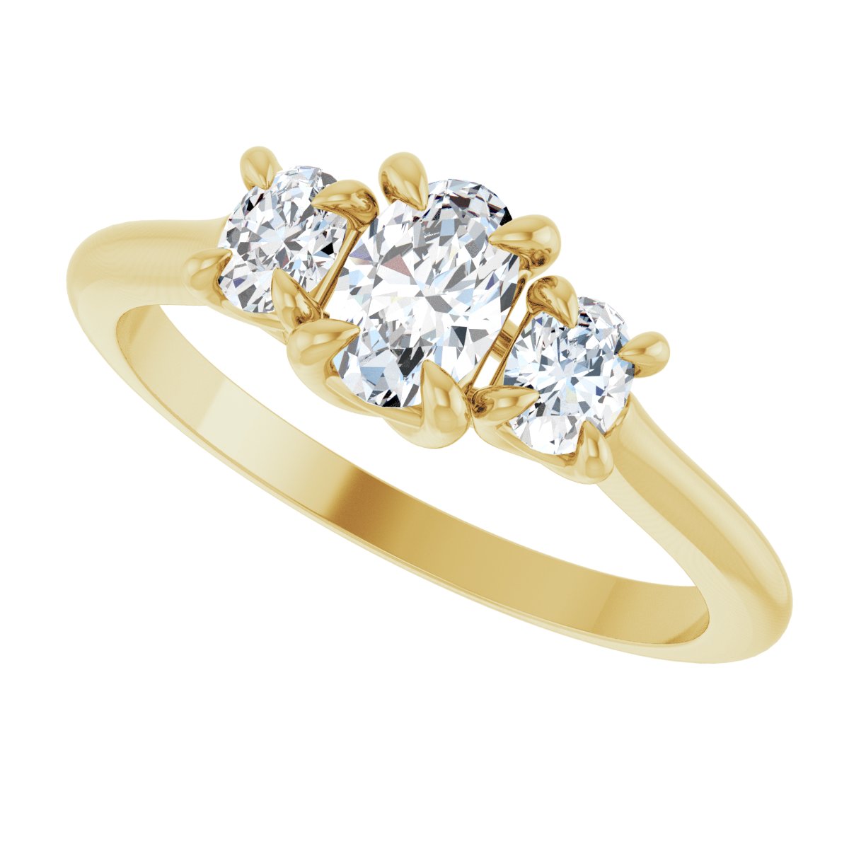 Oval Three-Stone Engagement Ring Semi-Mount - gallery - Series 123901