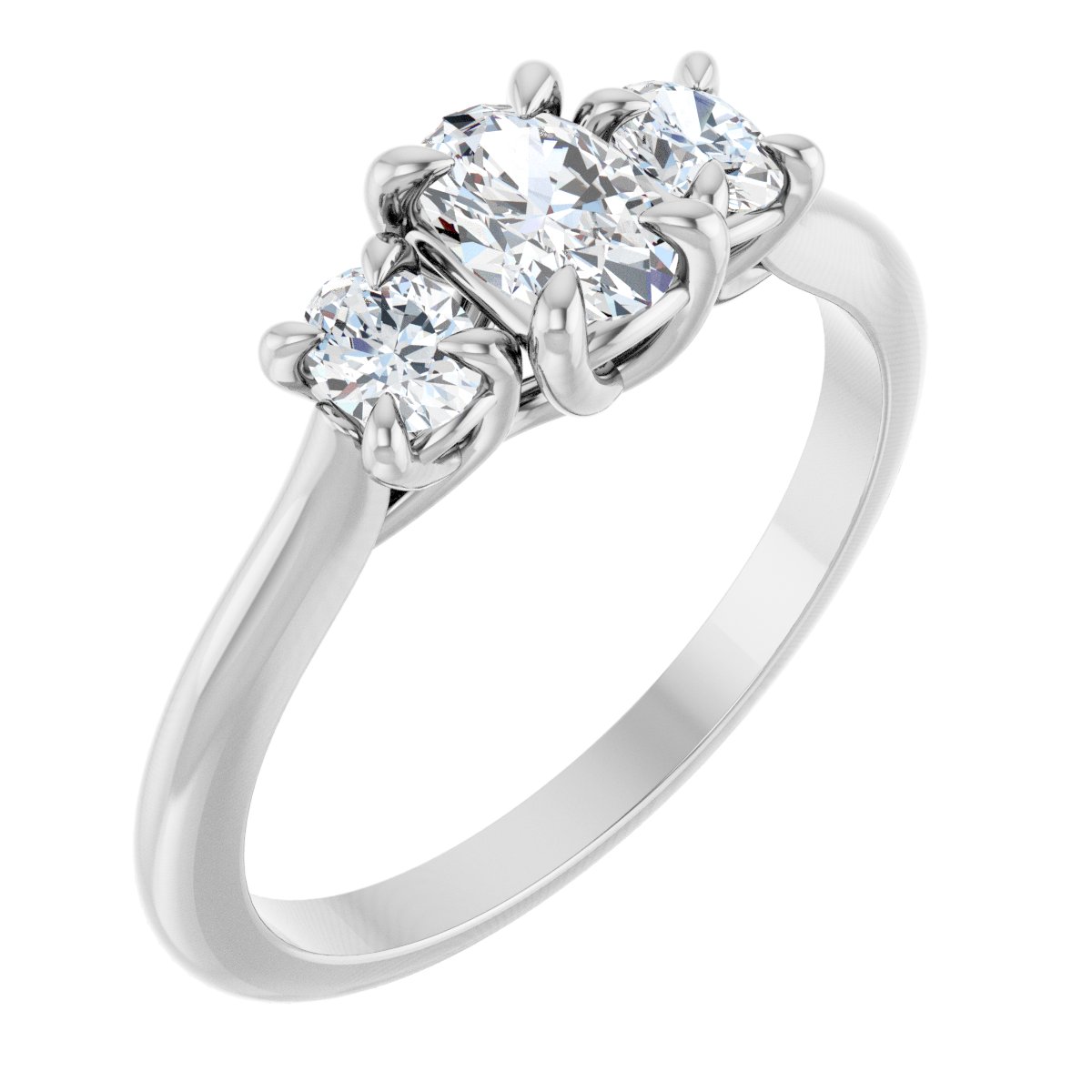 Natural Diamond Oval Three-Stone Engagement Ring Semi-Mount - Platinum - Series 123901