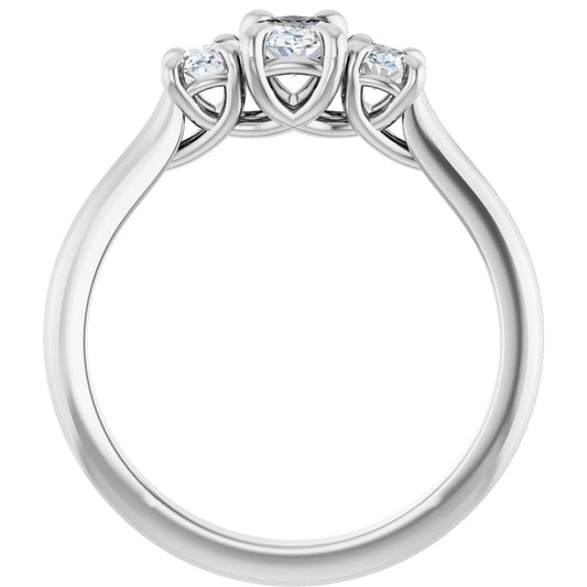 Oval Three-Stone Engagement Ring Semi-Mount - gallery - Series 123901