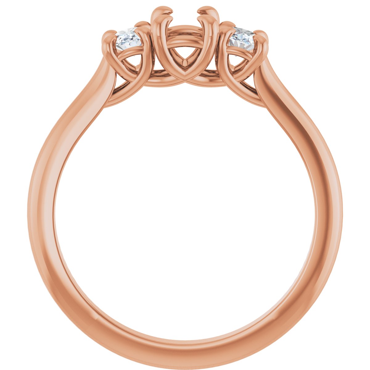 Oval Three-Stone Engagement Ring Semi-Mount - gallery - Series 123901