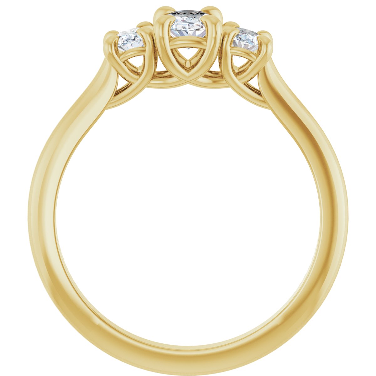 Oval Three-Stone Engagement Ring Semi-Mount - gallery - Series 123901