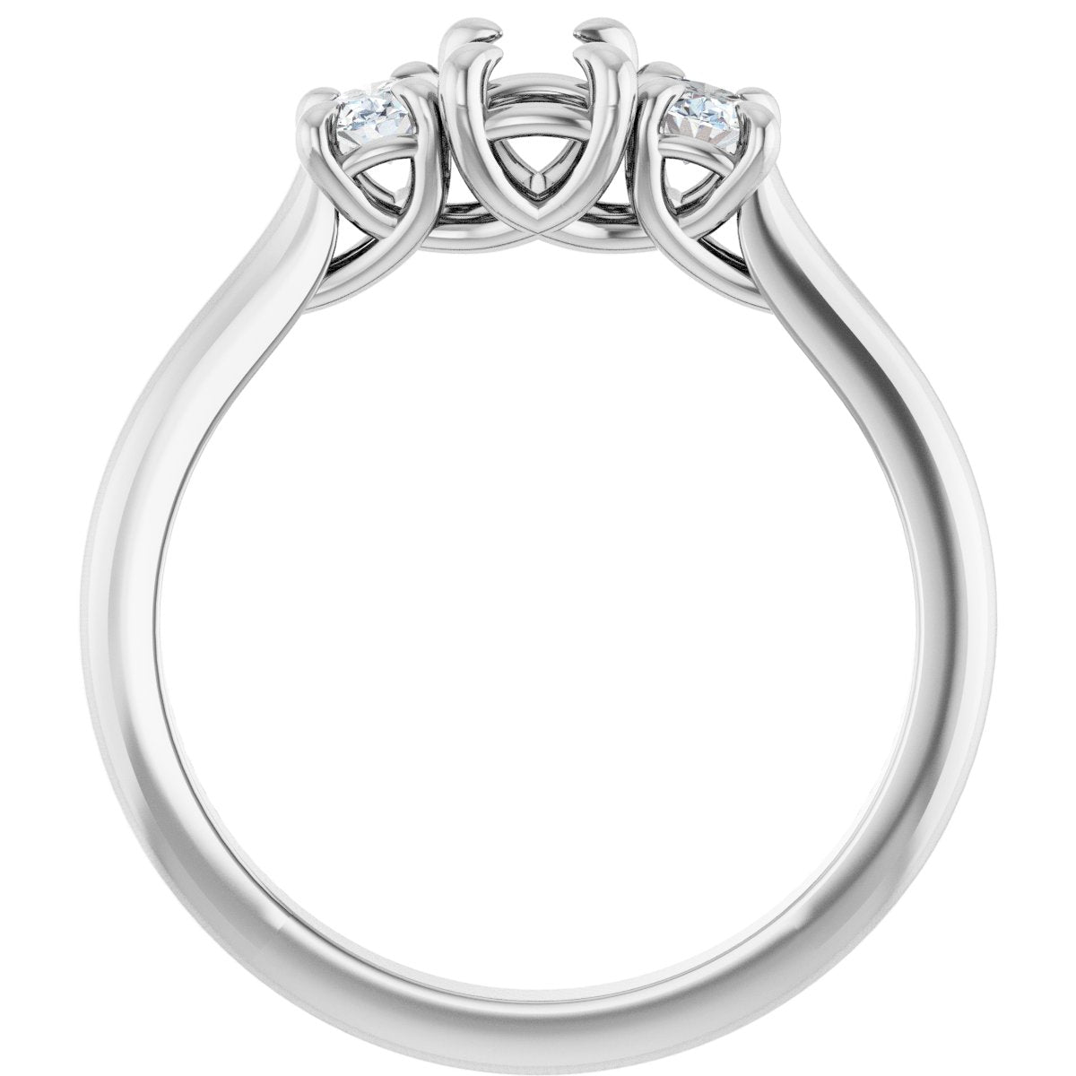 Oval Three-Stone Engagement Ring Semi-Mount - gallery - Series 123901