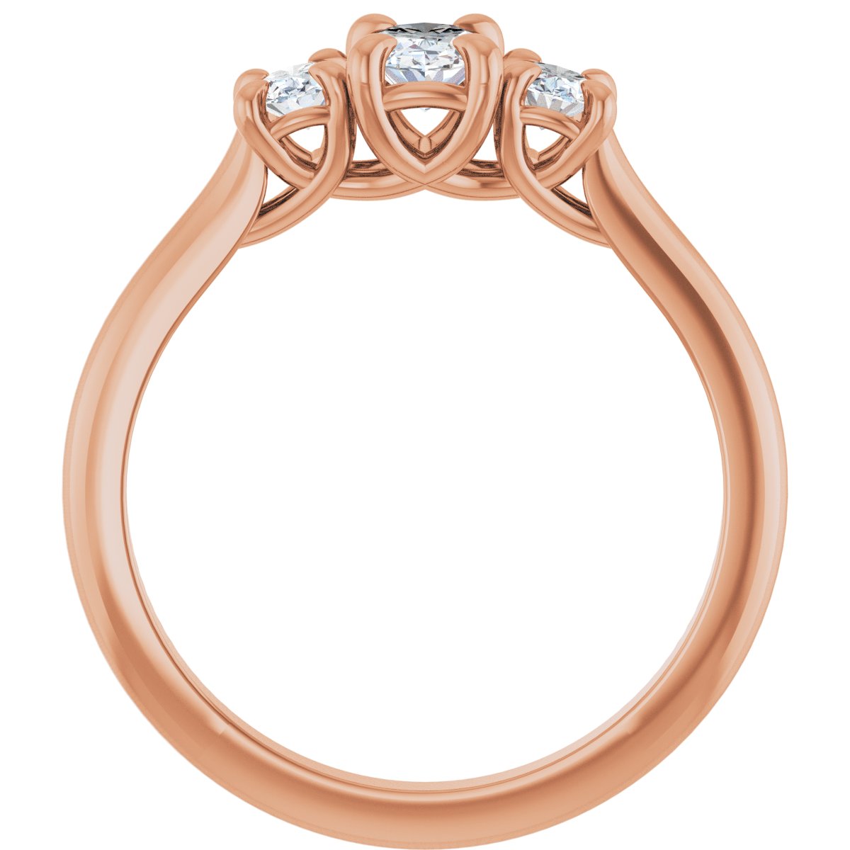 Oval Three-Stone Engagement Ring Semi-Mount - gallery - Series 123901