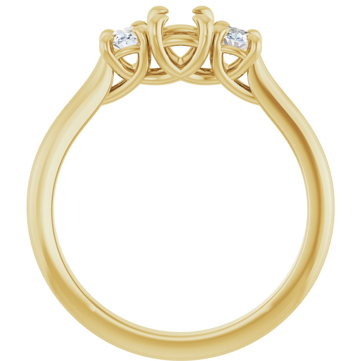 Oval Three-Stone Engagement Ring Semi-Mount - gallery - Series 123901