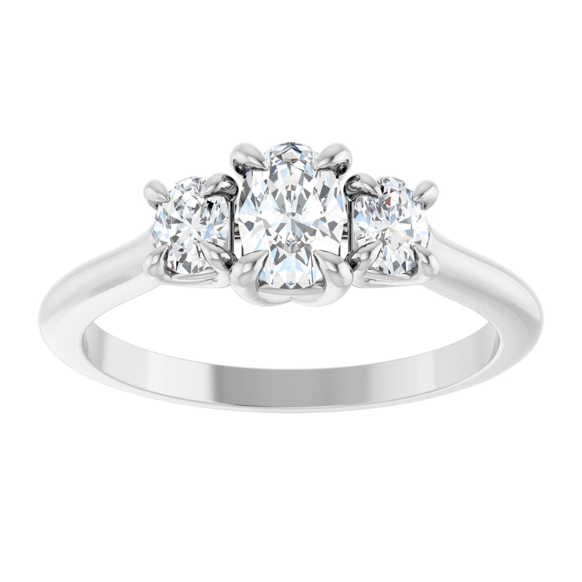 Oval Three-Stone Engagement Ring Semi-Mount - gallery - Series 123901