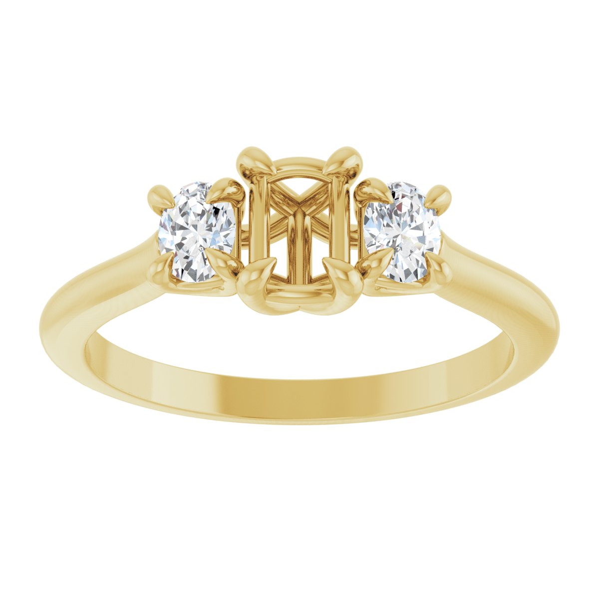 Oval Three-Stone Engagement Ring Semi-Mount - gallery - Series 123901